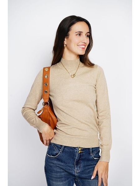 ASSUILI Sweter w kolorze beżowym rozmiar: 36. Brązowe golfy Assuili, bez wzorów, z kaszmiru, bez ramiączek. Za 139.87 zł.