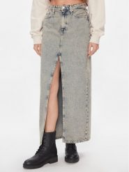 Calvin Klein Jeans Spódnica jeansowa Front Split Maxi Denim Skirt J20J222869 Niebieski Slim Fit. Niebieskie spódnice Calvin Klein Jeans, bez wzorów, z bawełny, maxi. Za 339.99 zł.