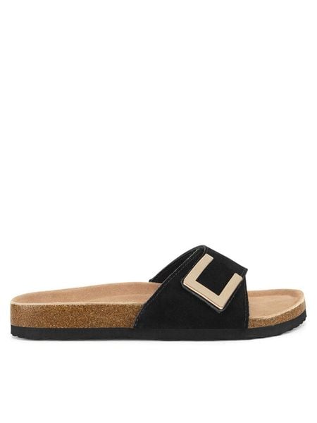 Lasocki Klapki CEO-HYSC0122056-1 Czarny. Czarne klapki Lasocki, bez wzorów, ze skóry, bez obcasa. Za 119.99 zł.