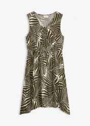 Sukienka plażowa z marszczonego materiału. Zielone sukienki bonprix, na plażę, bez wzorów, bez kołnierzyka, bez ramiączek. Za 129.99 zł.