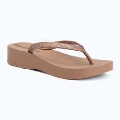 Japonki damskie Ipanema Mesh Chic Plat. Brązowe klapki Ipanema, bez wzorów, z meshu, bez obcasa. Za 129.99 zł.