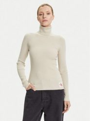Calvin Klein Jeans Golf LV047D350G Beżowy Regular Fit. Brązowe golfy Calvin Klein Jeans, xxl, bez wzorów, z bawełny, bez ramiączek. Za 429.99 zł.