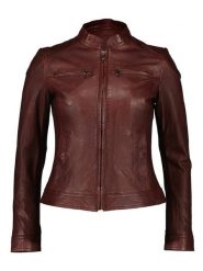 7eleven Skórzana kurtka "Terra" w kolorze bordowym rozmiar: 44. Czerwone kurtki 7eleven, bez wzorów, ze skóry, bez kaptura. Za 434.99 zł.