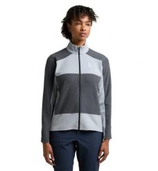 HAGLOFS Bluza damska BUTEO MID JACKET WOMEN concrete/magnetite-M. Szare bluzy Haglöfs, m, bez wzorów, z materiału, bez kaptura. Za 189.95 zł.