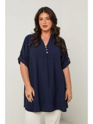 Curvy Lady Tunika w kolorze granatowym rozmiar: 48/50. Niebieskie tuniki Curvy Lady, bez wzorów, klasyczne, bez kołnierzyka, bez ramiączek. Za 132.05 zł.