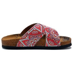 Calceo Klapki w kolorze czerwonym ze wzorem rozmiar: 42. Czerwone klapki Calceo, bez wzorów, z materiału, z otwartym noskiem, bez obcasa. Za 126.99 zł.