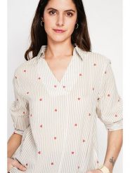 Le Jardin du Lin Bluzka w kolorze beżowym rozmiar: 34. Brązowe bluzki Le jardin du lin, bez wzorów, bez kołnierzyka, bez ramiączek. Za 108.99 zł.