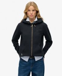 Superdry Bluza z kapturem Essential Logo Zip Half Brushed. Niebieskie bluzy sportowe Superdry, uniwersalny, bez wzorów, z bawełny, z kapturem. Za 338.70 zł.