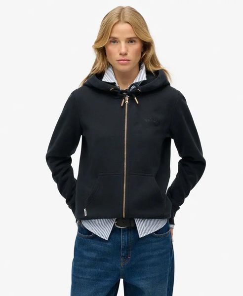 Superdry Bluza z kapturem Essential Logo Zip Half Brushed. Niebieskie bluzy Superdry, uniwersalny, bez wzorów, z bawełny, z kapturem. Za 322.70 zł.
