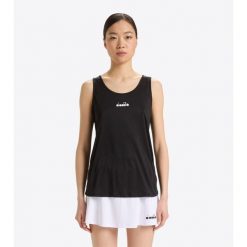 Koszulka tenisowa damska bez rękawów Diadora L.core tank. Białe koszulki sportowe Diadora, bez wzorów, bez ramiączek, tenisowe. Za 59.99 zł.