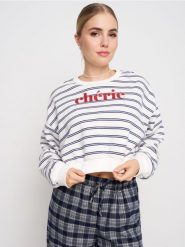 Bluza w paski z napisem - wielobarwny. Bluzy Sinsay, l, bez wzorów, bez kaptura. Za 39.99 zł.