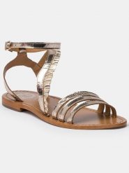 Les BAGATELLES Skórzane sandały "Carroll" w kolorze złotym rozmiar: 37. Żółte sandały Les BAGATELLES, bez wzorów, ze skóry, klasyczne, bez obcasa, bez zapięcia. Za 105.63 zł.