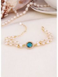 L'Atelier de Gaia Pozłacana bransoletka z perłami i cyrkoniami rozmiar: onesize. Białe bransoletki L'Atelier de Gaia, z cyrkonią, pozłacane. Za 60.99 zł.