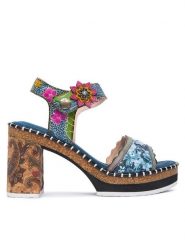 Laura Vita Sandały Naomio 15 Niebieski. Niebieskie sandały Laura Vita, bez wzorów, ze skóry, bez obcasa, na słupku, bez zapięcia. Za 459.99 zł.