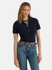 LAUREN RALPH LAUREN Polo 200679219028 Granatowy Regular Fit. Niebieskie koszulki polo Lauren Ralph Lauren, xxl, bez wzorów, z bawełny, bez kołnierzyka, bez ramiączek. Za 316.61 zł.