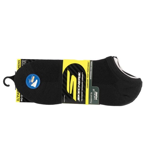 Skarpetki sportowe damskie 3pk Mens Microfiber. Czarne skarpety Skechers, bez wzorów, z materiału. Za 59.99 zł.