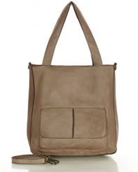 Torebka damska shopper A4 skóra naturalna - MARCO MAZZINI beżowy taupe. Brązowe shopper bez wzorów, ze skóry, bez dodatków. Za 493.99 zł.