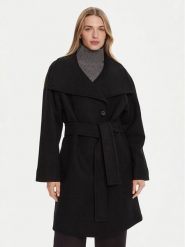 Calvin Klein Płaszcz wełniany LV044D557G Czarny Regular Fit. Czarne płaszcze Calvin Klein, na zimę, xxl, bez wzorów, z wełny, bez kaptura. Za 1,499.00 zł.