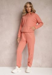 Pomarańczowy 2-częściowy Komplet Dresowy z Bluzą i Spodniami Orifira. Brązowe bluzy Renee, l, bez wzorów, z bawełny, z kapturem. Za 99.99 zł.