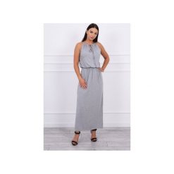SUKIENKA ARIANA SZARA. Szare sukienki Meleksima, na co dzień, bez wzorów, z materiału, bez kołnierzyka, bez ramiączek, maxi, proste. Za 189.00 zł.