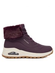 Skechers Botki Uno Rugged 167274/WINE Bordowy. Czerwone botki Skechers, bez wzorów, ze skóry, bez obcasa, na płaskiej podeszwie, bez zapięcia. Za 369.99 zł.
