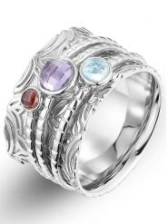 Eclat d'Argent Srebrny pierścionek z kamieniami szlachetnymi rozmiar: 60. Szare pierścionki Eclat d'Argent, z ametystem, srebrne. Za 313.27 zł.