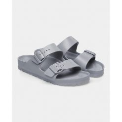 Klapki damskie Birkenstock Arizona Eva Stone Concalz S. Szare klapki Birkenstock, bez wzorów, z materiału, bez obcasa. Za 332.00 zł.