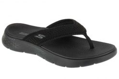 Japonki damskie, Go Walk Flex Sandal - Holly. Czarne klapki Skechers, bez wzorów, z materiału, bez obcasa. Za 189.99 zł.
