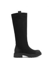 Jenny Fairy Kozaki Marcelle WS6102-09 Czarny. Czarne kozaki Jenny Fairy, z syntetyku, bez obcasa, na płaskiej podeszwie, bez zapięcia. Za 139.99 zł.