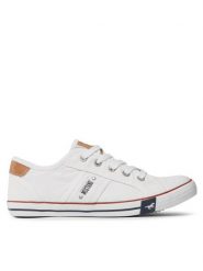Mustang Trampki 1099-310-1 Biały. Białe trampki Mustang, bez wzorów, z materiału, bez zapięcia. Za 209.99 zł.