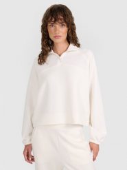 4F Bluza dresowa nierozpinana z modalem damska - biała XS. Białe bluzy 4f, uniwersalny, bez wzorów, z dresówki, bez kaptura. Za 189.99 zł.