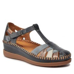 Sandały Pikolinos. Niebieskie sandały Pikolinos, bez wzorów, bez obcasa, na płaskiej podeszwie, bez zapięcia. Za 359.99 zł.