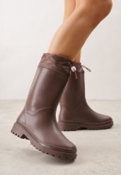 Brązowe Kalosze ze Stoperem na Cholewce Eunosa. Brązowe kalosze Born2be, bez wzorów, z jeansu. Za 79.99 zł.