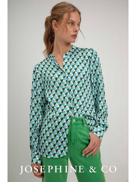 Josephine & Co Bluzka "Sigrid" w kolorze zielonym rozmiar: 44. Zielone bluzki Josephine & Co, bez wzorów, z wiskozy, bez kołnierzyka, bez ramiączek. Za 157.35 zł.