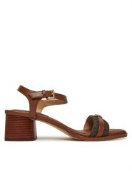 MICHAEL Michael Kors Sandały Mandy 40R5MAMS3B Brązowy. Brązowe sandały MICHAEL Michael Kors, bez wzorów, z materiału, bez obcasa, na słupku, bez zapięcia. Za 679.99 zł.