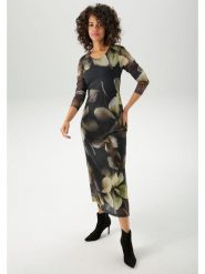 Aniston Sukienka w kolorze czarno-zielonym rozmiar: 38. Czarne sukienki Aniston, na co dzień, bez wzorów, bez kołnierzyka, bez ramiączek, maxi, proste. Za 95.99 zł.