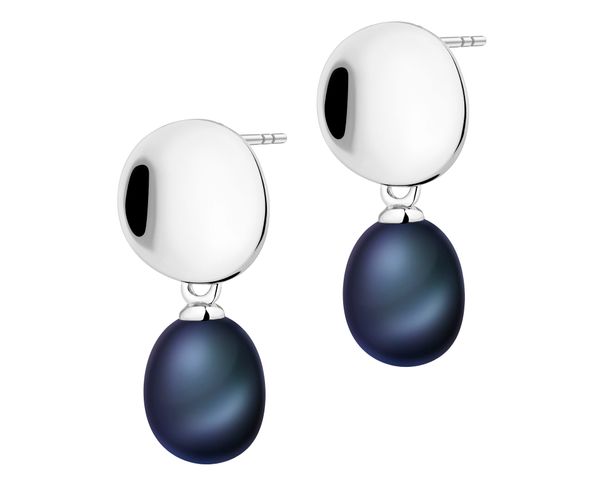 Kolczyki srebrne z perłami - koła. Szare kolczyki Apart, srebrne. Za 189.00 zł.