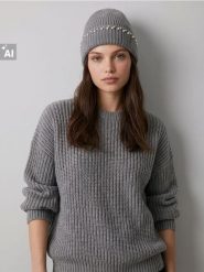 Prążkowana czapka beanie z domieszką wełny - szary. Szare czapki Sinsay, bez wzorów, prążkowane. Za 24.99 zł.