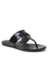 Calvin Klein Jeans Japonki Flat Sandal Slide Toepost Mg Met YW0YW01342 Czarny. Czarne klapki Calvin Klein Jeans, bez wzorów, z jeansu, bez obcasa. Za 219.99 zł.
