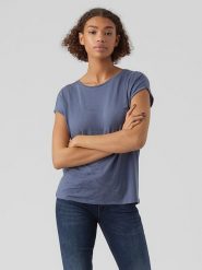 Vero Moda Koszulka w kolorze niebieskoszarym rozmiar: M. Niebieskie bluzki Vero Moda, m, bez wzorów, z lyocellu, bez kołnierzyka, bez ramiączek. Za 66.16 zł.