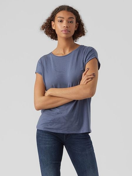 Vero Moda Koszulka w kolorze niebieskoszarym rozmiar: M. Niebieskie bluzki Vero Moda, m, bez wzorów, z lyocellu, bez kołnierzyka, bez ramiączek. Za 59.95 zł.