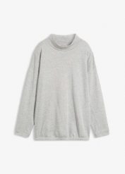 Bluza z rękawami nietoperzowymi, z mieszanki bawełny organicznej. Szare bluzy bonprix, bez wzorów, z bawełny, bez kaptura. Za 129.99 zł.