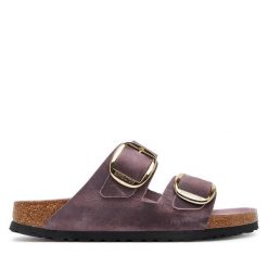 Klapki Birkenstock. Fioletowe klapki Birkenstock, bez wzorów, bez obcasa. Za 539.99 zł.