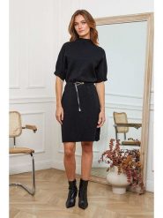 Joséfine Sukienka dzianinowa "Beka" w kolorze czarnym rozmiar: L. Czarne sukienki Joséfine, na co dzień, l, bez wzorów, z dzianiny, bez kołnierzyka, bez ramiączek, midi, proste. Za 157.73 zł.