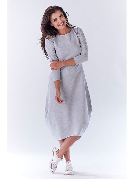 Awama Sukienka w kolorze szarym rozmiar: S/M. Szare sukienki Awama, m, bez wzorów, z asymetrycznym kołnierzem, bez ramiączek, midi, asymetryczne. Za 127.65 zł.