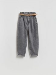 Jeansy paperbag - szary. Szare jeansy Reserved, bez wzorów. Za 139.99 zł.