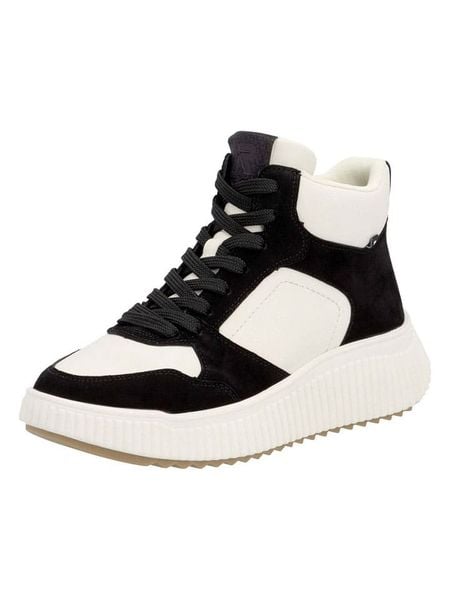 Rieker Skórzane sneakersy w kolorze czarno-białym rozmiar: 36. Białe trampki Rieker, bez wzorów, za kostkę, bez zapięcia. Za 187.96 zł.