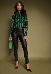 Czarne Legginsy z Imitacji Skóry High Waist z Ociepleniem Felilith. Czarne legginsy Renee, l, bez wzorów, z jeansu, z podwyższonym stanem, długie. Za 29.99 zł.