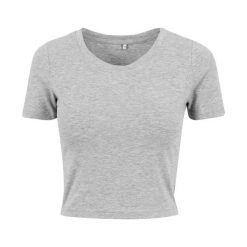 Koszulka Damska Crop. Szare bluzki BUILD YOUR BRAND, m, bez wzorów, sportowe, bez kołnierzyka, bez ramiączek. Za 55.99 zł.