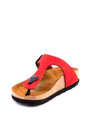 Comfortfusse Skórzane japonki w kolorze czerwonym rozmiar: 42. Czerwone klapki Comfortfüße, bez wzorów, z otwartym noskiem, bez obcasa. Za 247.45 zł.